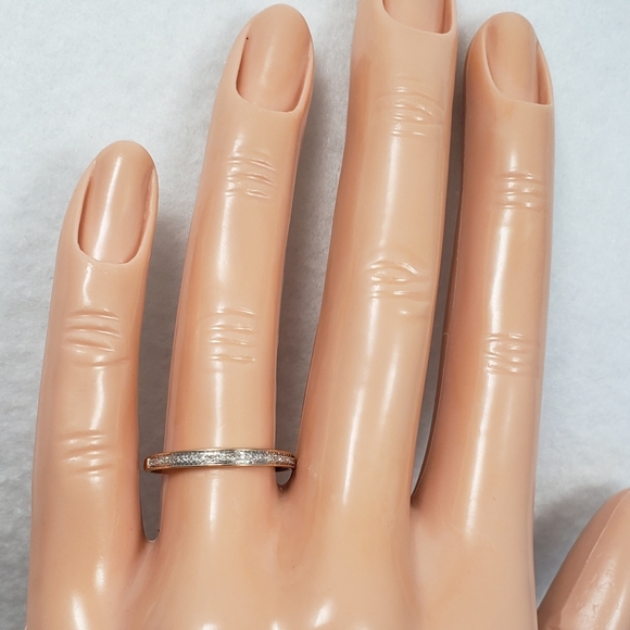 Delicate 14k Rose Gold & Diamonds Band - Picture 7 of 8